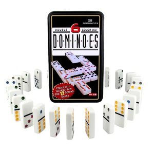 Juego dominó chancho 6 caja metálica 28 piezas